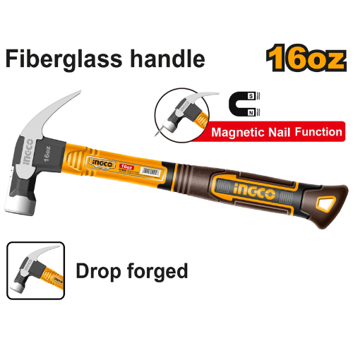 INGCO MARTILLO CARPINTERO 16oz FIBRA DE VIDRIO + IMÁN