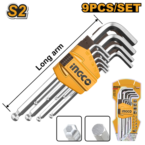 JUEGO DE LLAVES ALLEN INGCO S2 9PCS LONG ARM