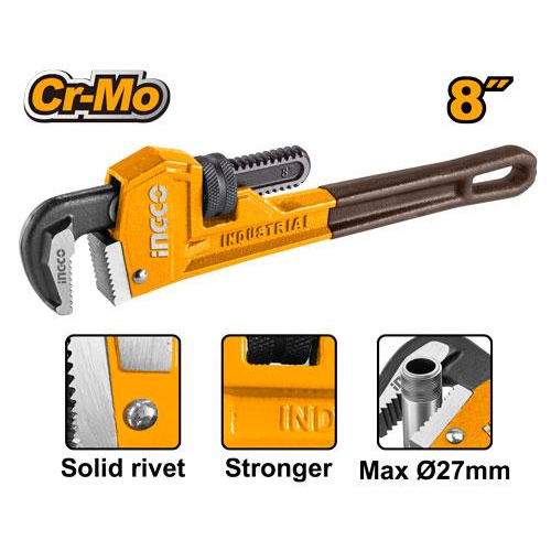 LLAVE STILSON INGCO 8" Cr-Mo INDUSTRIAL MAX Ø27mm