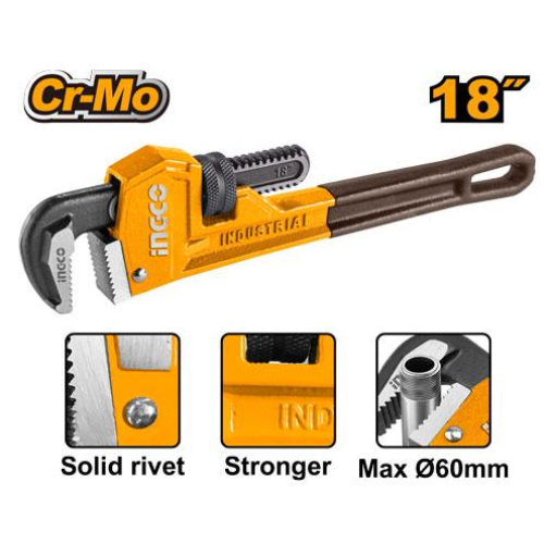 LLAVE STILSON 18" Cr-Mo INDUSTRIAL MAX Ø60mm INGCO