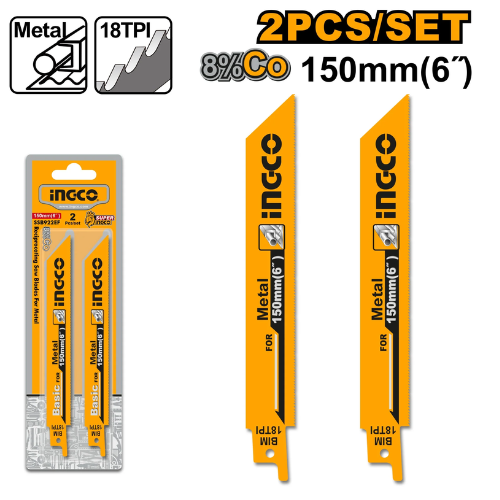 HOJAS DE SIERRA SABLE INGCO 150mm 18TPI 8% Co - SET 2PCS