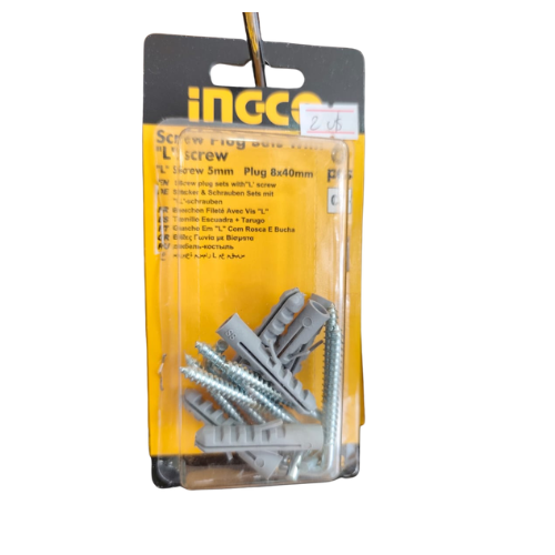 GANCHO Y TARUGO PLASTICO 5mm/*40mm SET/2PCS 6PCS