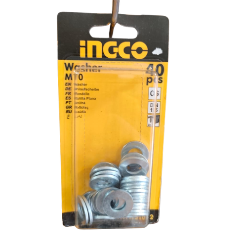 ARANDELA PLANA INGCO M10 ZINCADA 40PCS BLÍSTER ACERO AL CARBONO