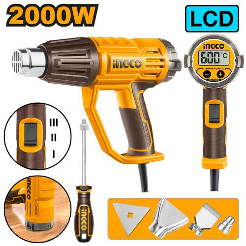 INGCO PISTOLA DE CALOR 2000W LCD 600°C 220V