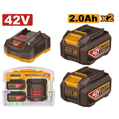 Combo Baterías INGCO 42V MAX 2.0Ah x2 + Cargador 42V