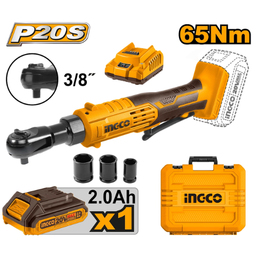 INGCO LLAVE MATRACA INALÁMBRICA P20S 3/8" 65Nm