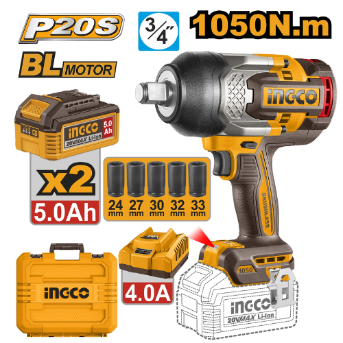 LLAVE DE IMPACTO INGCO P20S 3/4" 1050N.m BL MOTOR