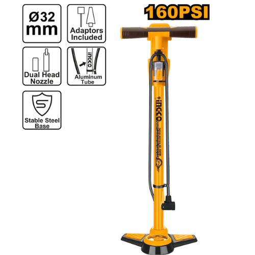 INFLADOR DE PIE INGCO 160 PSI - TUBO ALUMINIO 32mm