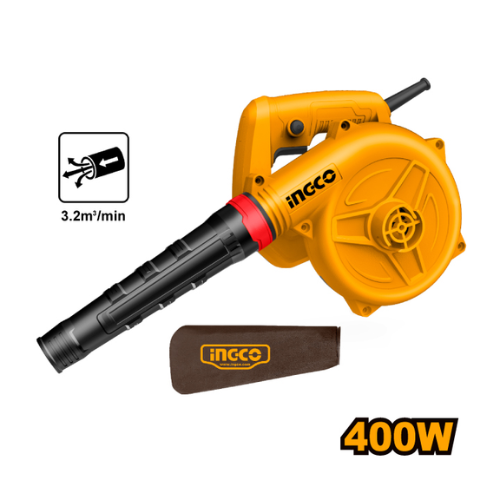 ASPIRADOR/SOPLADOR 400W 220-50-60HZ - VELOCIDAD SIN CARGA: 0-14000 RPM - VELOCIDAD DE SOPLADO: 3.2 M3/MIN