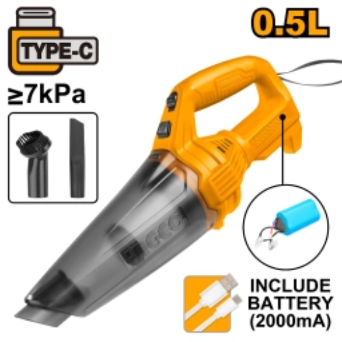 ASPIRADORA CON BATERIA 2000mA 0.5 LT INGCO PARA AUTO