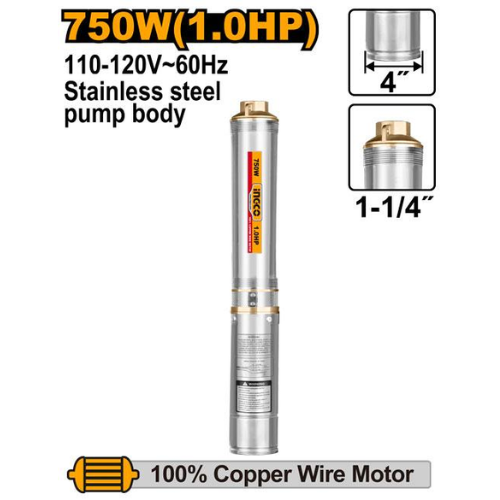 BOMBA DE AGUA SUMERGIBLE 750W/1HP 82M 110V/60HZ