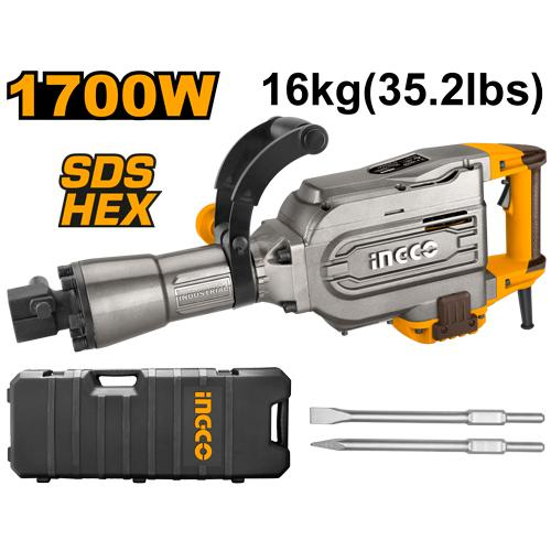 MARTILLETE DEMOLEDOR INGCO 1700W 16kg – 50J SDS-HEX