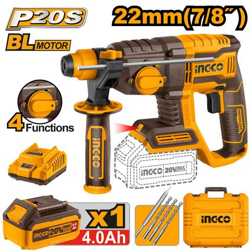 ROTOMARTILLO A BATERIA 20V P20S 20MM 4 FUNCIONES BRUSHLESS C BAT + CARG + VALIJA Y PUNTAS