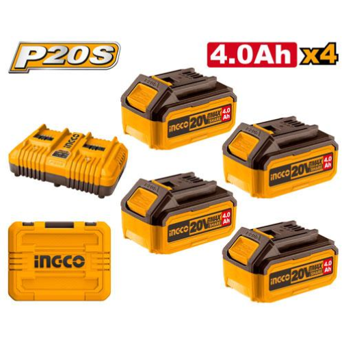 SET X4 BATERIAS 4 AMP 20V + CARGADOR + VALIJA