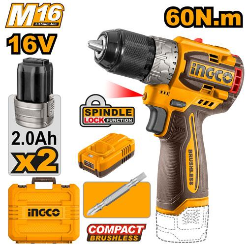 TALADRO ATORNILLADOR 16V INALÁMBRICO BRUSHLESS 60NM