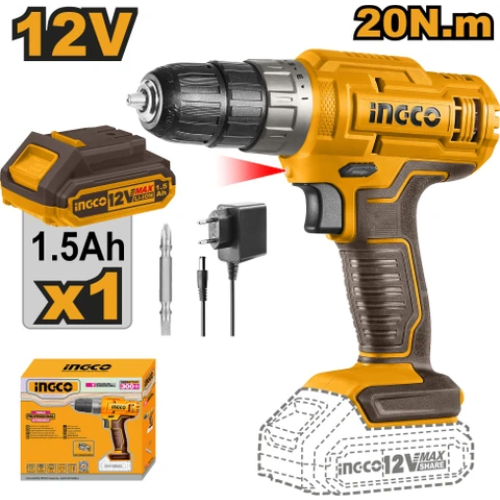 TALADRO ATORNILLADOR INGCO 12V 20N.m