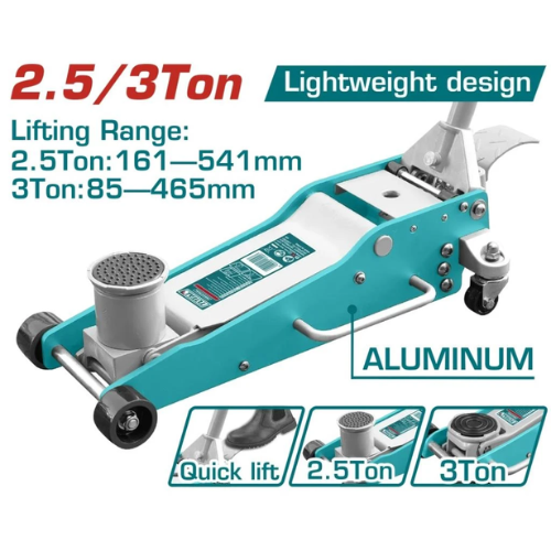GATO HIDRÁULICO TIPO LAGARTO DE ALUMINIO 2.5 TON / 3 TON - DISEÑO LIVIANO QUICK LIFT