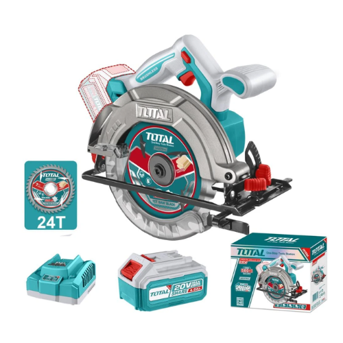 KIT SIERRA CIRCULAR TOTAL 20V P20S - 165MM 6-1/2" - BRUSHLESS - 5200RPM - 1X BATERÍA 4.0AH + CARGADOR
