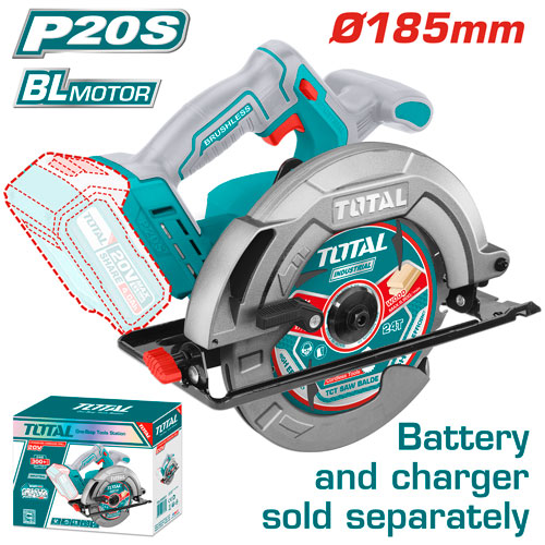 SIERRA CIRCULAR TOTAL 20V P20S - 185MM 7-1/4" - BRUSHLESS - SOLO MÁQUINA