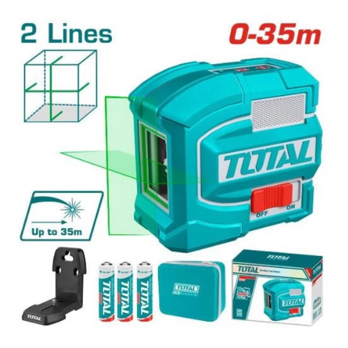 NIVEL LÁSER TOTAL 2 LÍNEAS VERDE 35M AUTONIVELANTE + BASE MAGNÉTICA
