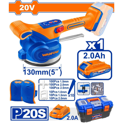 VIBRO VENTOSA COLOCADORA DE PORCELANATOS WADFOW 20V 130MM 5" - 1 BATERÍA 2AH KIT COMPLETO