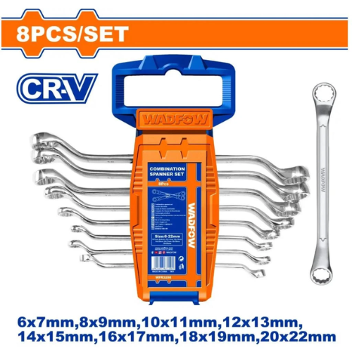 JUEGO DE LLAVES COMBINADAS WADFOW 8PCS CR-V 6-22MM CON ESTUCHE