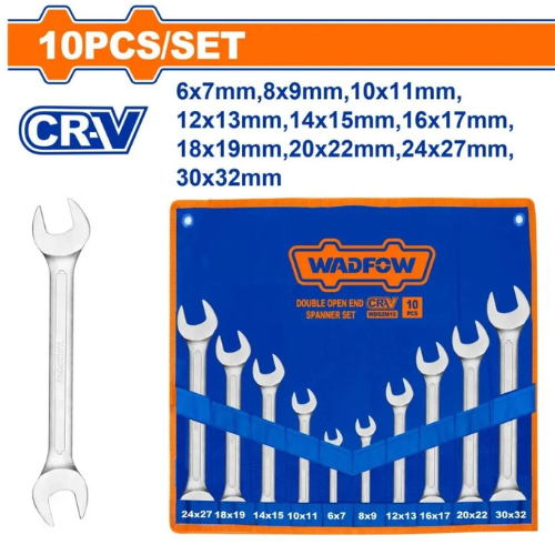 JUEGO DE LLAVES FIJAS WADFOW 10PCS CR-V 6-32MM DOBLE BOCA