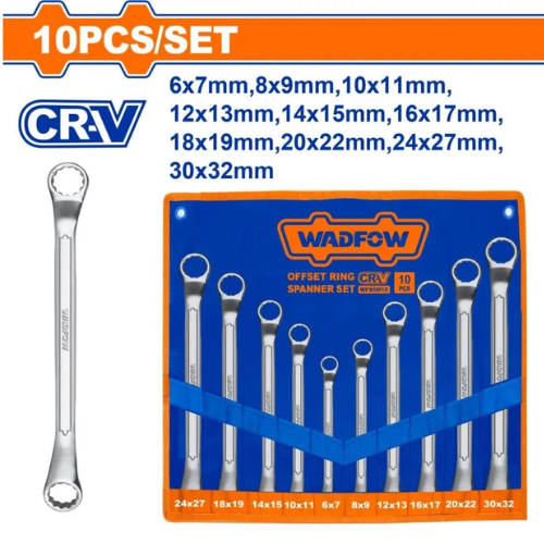 JUEGO DE LLAVES DE OJO WADFOW 10PCS CR-V 6-32MM ACODADAS
