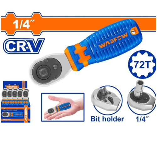CRIQUE MINI WADFOW 1/4" CR-V 72 DIENTES MANGO ERGONÓMICO BIT HOLDER
