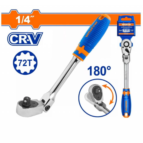 CRIQUE WADFOW 1/4" CR-V 72 DIENTES CABEZAL GIRATORIO 180° MANGO ERGONÓMICO