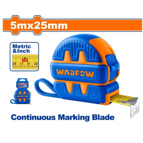 CINTA MÉTRICA WADFOW 5M X 25MM DOBLE ESCALA METRICO/PULGADA AUTO STOP