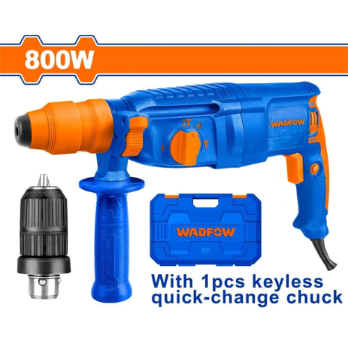MARTILLO ROTATIVO SDS-PLUS WADFOW 800W 3 FUNCIONES + PORTABROCAS RÁPIDO