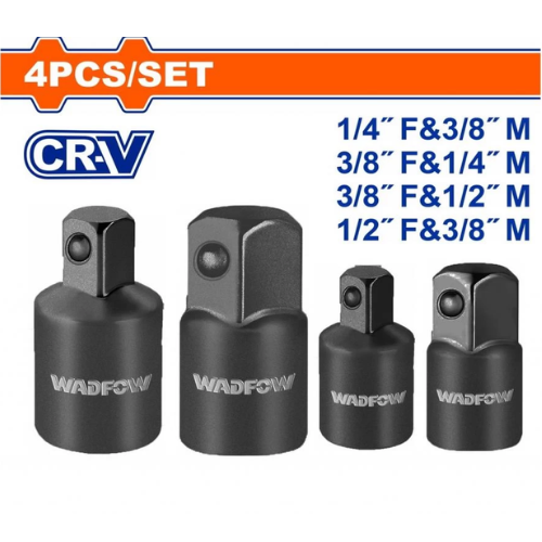 JUEGO ADAPTADORES DE IMPACTO WADFOW 4PCS 1/4" 3/8" 1/2" CR-V