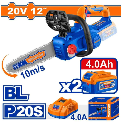 MOTOSIERRA INALÁMBRICA WADFOW 20V 12" 10M/S BL P20S 2 BATERÍAS 4.0AH
