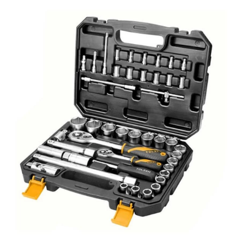 JUEGO DE CUBOS COMBINADO 1/4" + 1/2" 40 PCS CRV MALETÍN TOLSEN