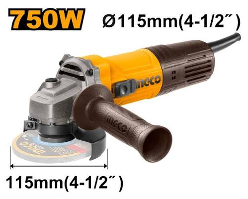 Amoladora Angular 4-1/2"Potencia incorporada: 750wVelocidad sin carga:12000rpmDiametro de disco:115mmRosca del husillo:M14Voltios: 220-240V~50/60Hz