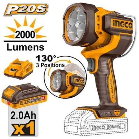 Linterna de trabajo LED INGCO de 2000 lúmenes con bombillas LED