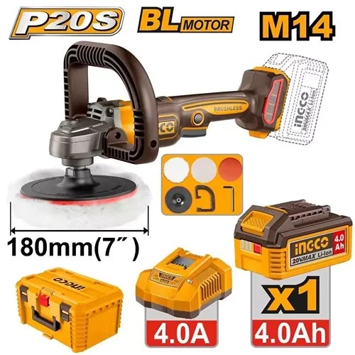 Pulidora inalámbrica 20V 180MM 2500 RPM