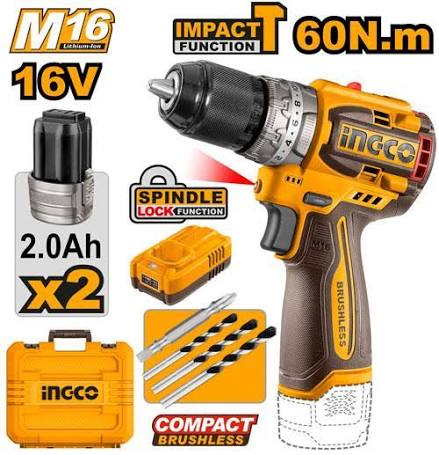 TALADRO ATORNILLADOR C/PERCUTOR 16V M16 60NM 2.0AH CIDLI16682