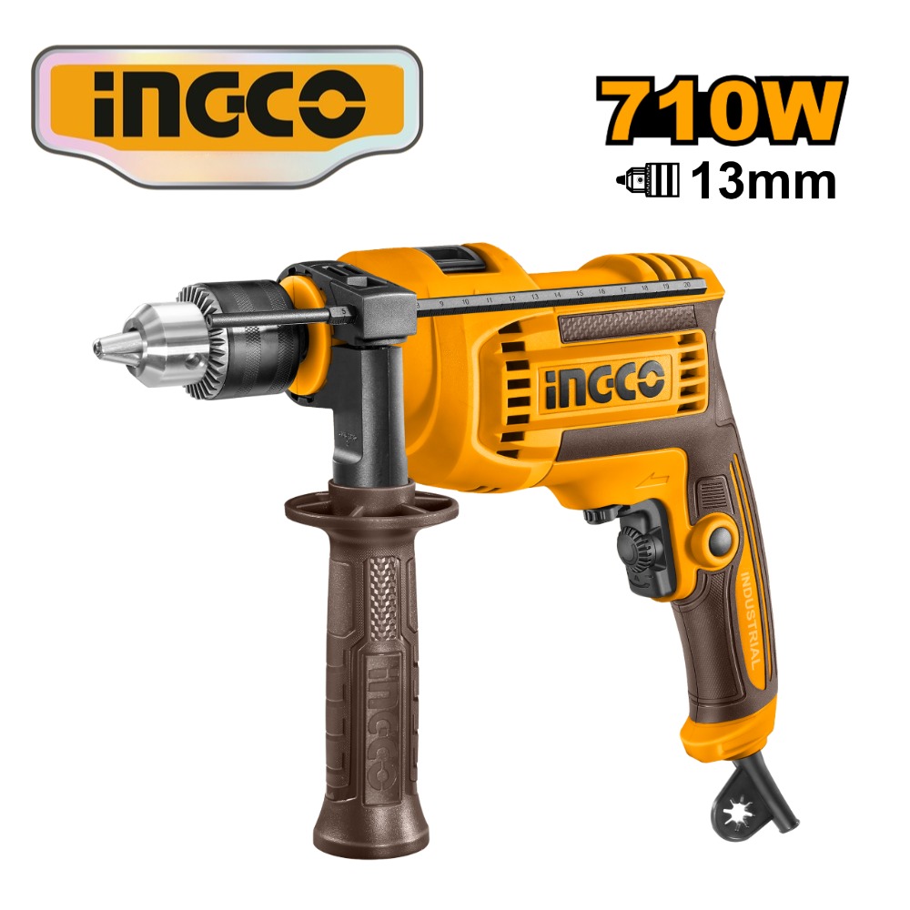 Taladro de impactoVoltaje: 220-240V~50/60HzPotencia de entrada: 710 WCapacidad máxima de perforación: 13 mm