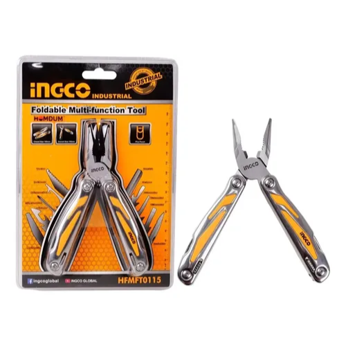Foto adicional de MULTIHERRAMIENTA INGCO 15 FUNCIONES ACERO INOX PLEGABLE C/FUNDA CINTURÓN
