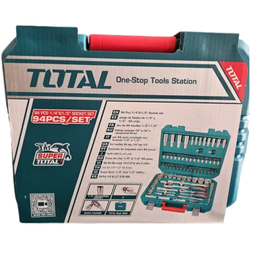 Foto adicional de JUEGO DE TUBOS TOTAL 94PCS Cr-V 1/4" + 1/2" + PUNTAS